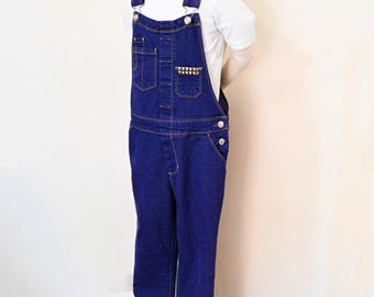 Purple Dyed Girls 10/12 Large Upcycled Jordache Bib OVERALL Pants (30W x 27L)