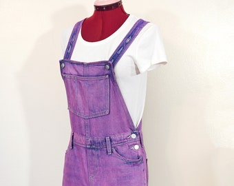 Pink Teen Girl 14 Year XL Bib OVERALL Shorts - Pink Dyed Upcycled Denim Old Navy Shortalls - Preteen Child Girls Extra Large 14 (30W x 3L)