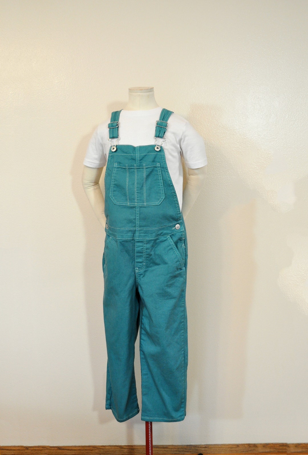 Teal Kids 12 Bib OVERALL Cropped Pants Celadon Green Dyed NEW Oshkosh