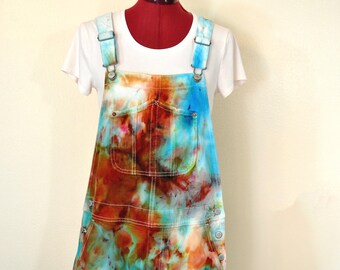 Aqua Rust Ice Dyed Womens Medium NEW Old Navy OVERALL Shorts (36W x 4L)