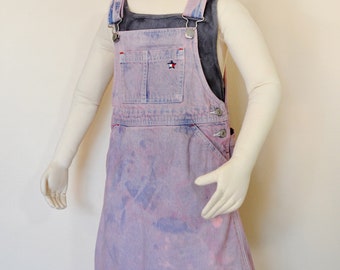 Rosa Kinder Sz Sz Overall KLEID - Pastell Rosa Gefärbt Upcycled Tommy Hilfiger Denim Pullover Kleid - KIND Größe 30 S (71 cm Taille)