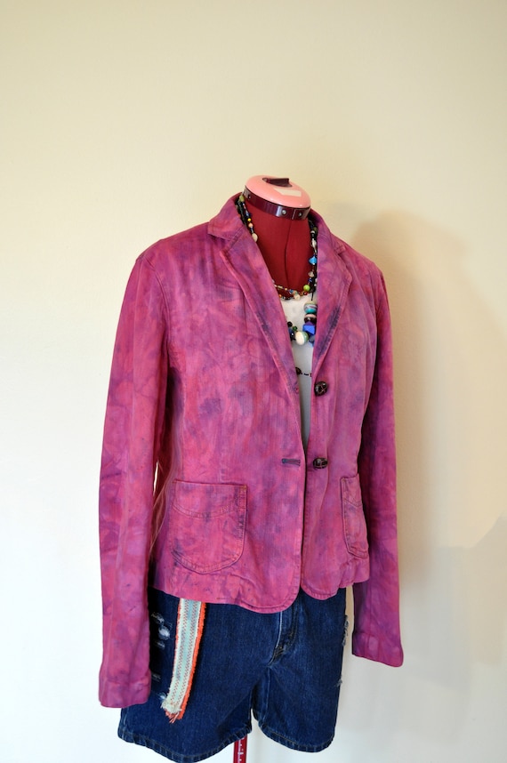 Fuchsia Violet Medium Denim JACKET - Magenta Purpl