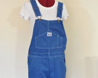 Blue Large Bib OVERALL Pants - Bright Blue Dyed NEW Rugged Blue Cotton Overalls - Adult Men Women Size Large (40W x 32L)