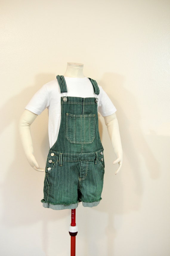 Green XS Bib OVERALL Shorts Kelly Green Dyed Upcycled Nobo Denim