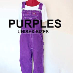 CUSTOM DYED Unisex Purple Bib OVERALL Pants - Violet Dyed Adult Youth Overalls Shorts - Waist 28, 29, 30, 32, 34, 36, 38, 40, 42, 44, 46, 48