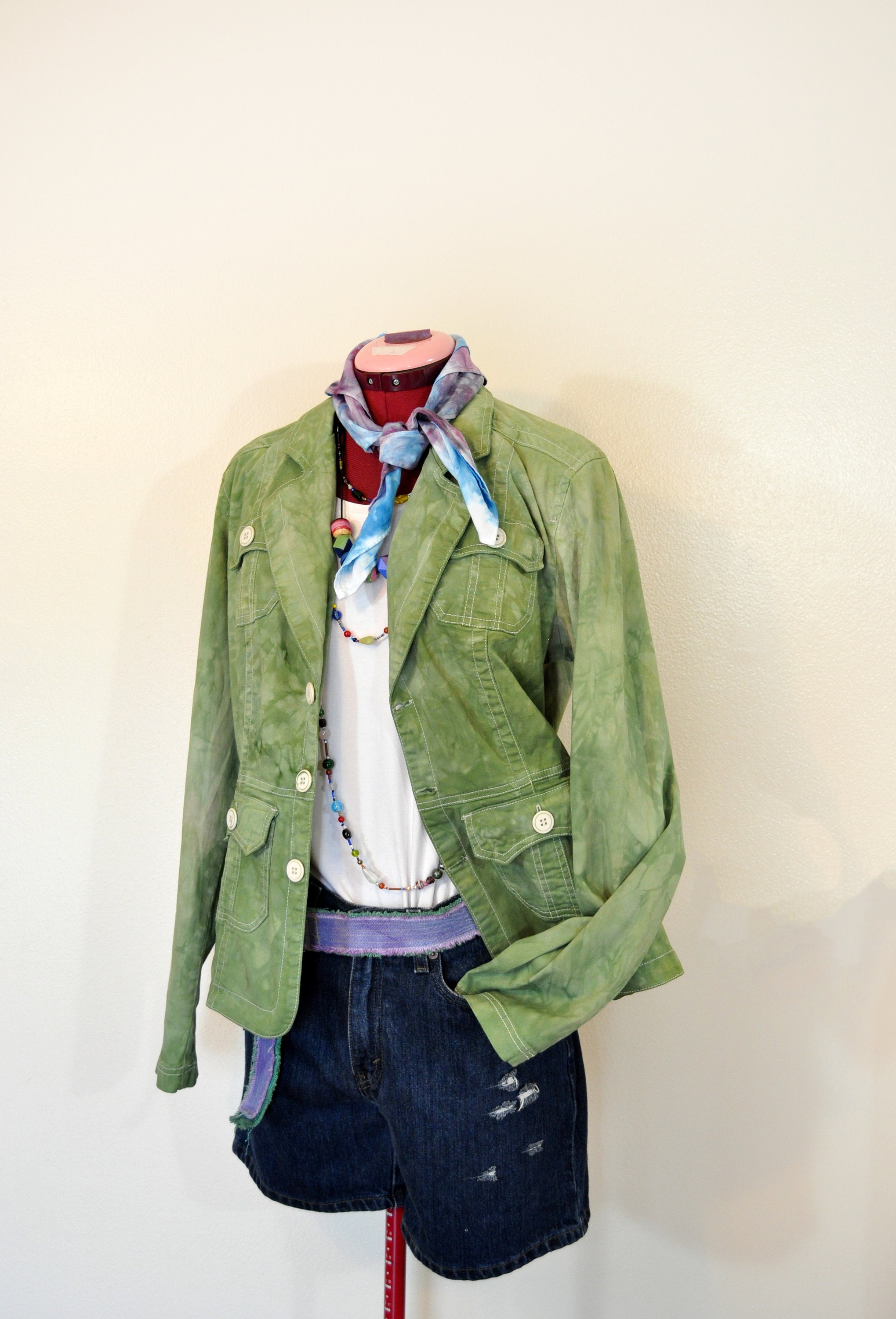 Green Womens Large Cotton JACKET Leafy Apple Dyed Upcycled Department of Peace Cotton Safari Blazer Jacket Adult Women Large 40 Chest Etsy Canada