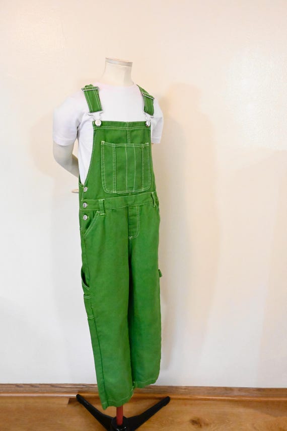 Lime Kids 7/8 Year Medium Bib OVERALL Pants - Green Dyed NEW