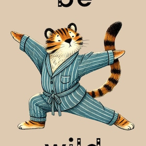 Pósteres de yoga con animales extravagantes / Impresiones digitales A3 / Arte de pared imprimible / Juego de 3