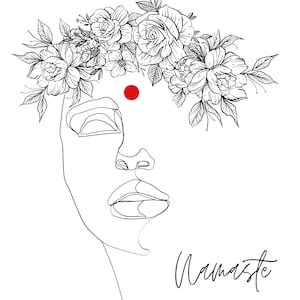 Minimalistisches Namaste Line Art Poster - digitaler Download (A4 & A3 Größen)