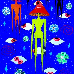 They’re Watching - Trippy Drawing, Psychedelic Wall Art, Unusual Decor