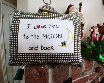 I love you to the Moon and back Valentine pillow