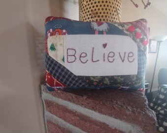 BELIEVE Christmas pillow