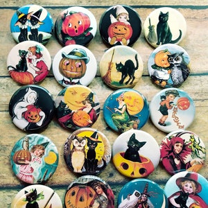 Halloween Buttons, 20-1.25&quot; Vintage Halloween Pins, Mitbringsel, Button, Pin, Abzeichen, Magnet