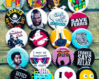 80s Party 20- 1.25" button set, 80s gift, button, pin, badge, Magnet