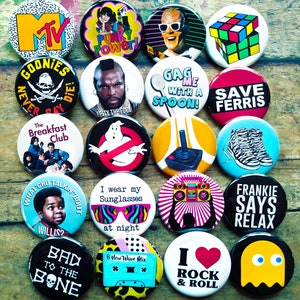Haiabei 60Pcs 80s Party Button Pins for Backpacks Jean Jacket Vintage  Button Pins 80's Accessories Pins for Backpacks 80s Party Decorations(15  Styles)