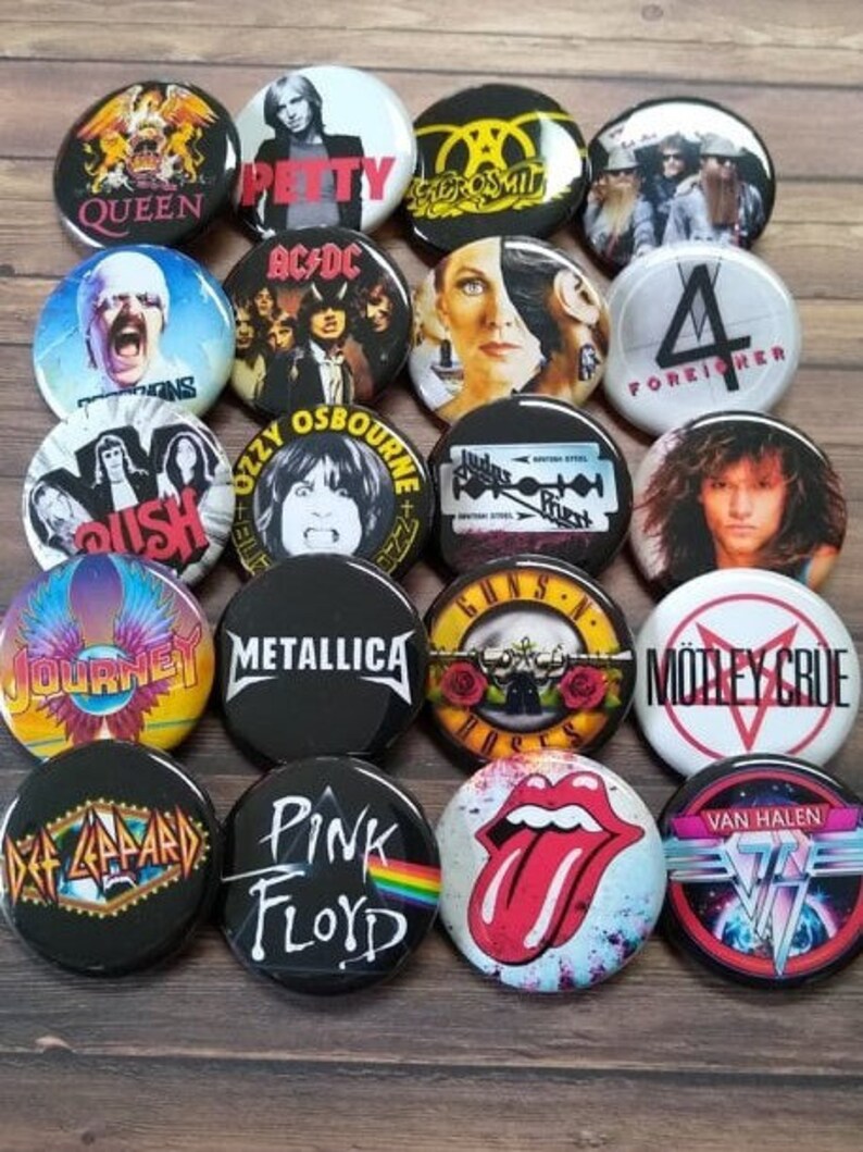 Rock Button Set 20 1.25 80s Pop Rock Buttons Button - Etsy