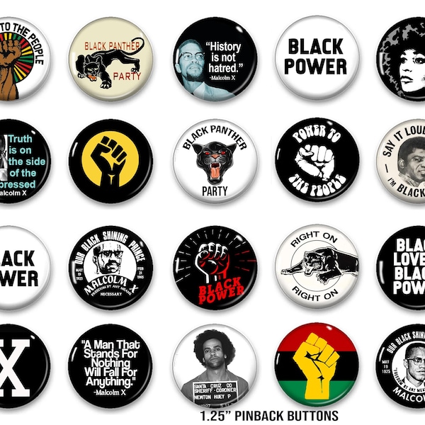 Pines de Malcolm X del Poder Negro, botones coleccionables del Partido Pantera Negra