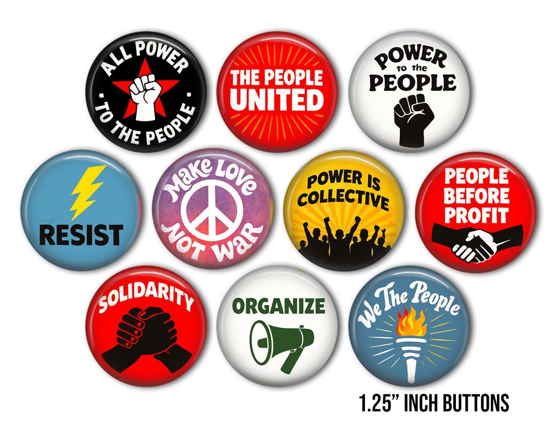 Protest Button Examples Vintage Protest Button Set – 1960s 70s Political Pins, Power to the ...