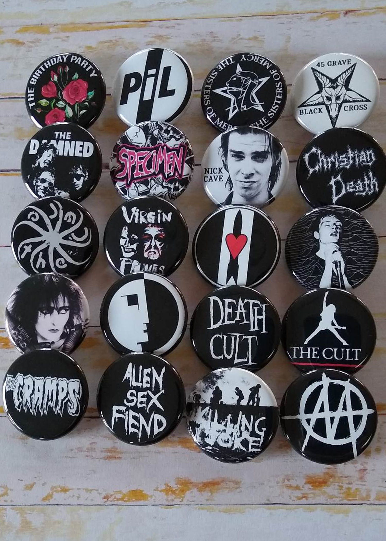 Goth Punk Rock Set of 20 1.25 Button Pins 80s Gothic -  Finland