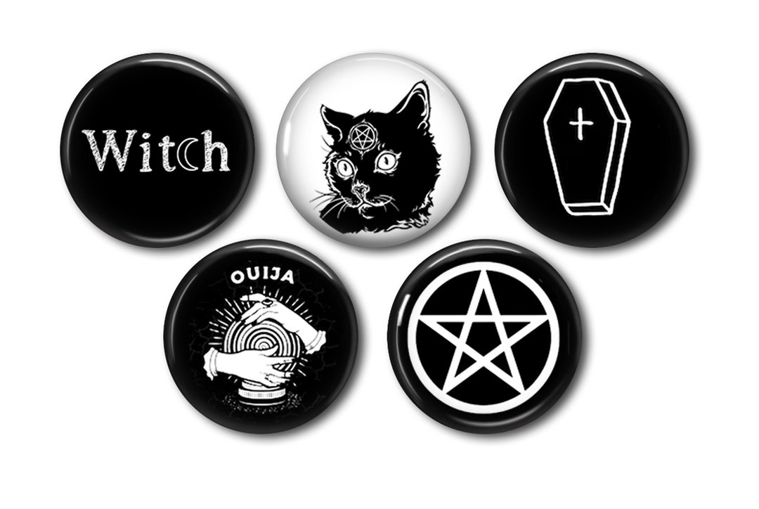 Goth Buttons, Wicca Lot of 5-1.25