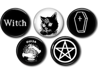 Botones góticos, juego de insignias emo y wicca