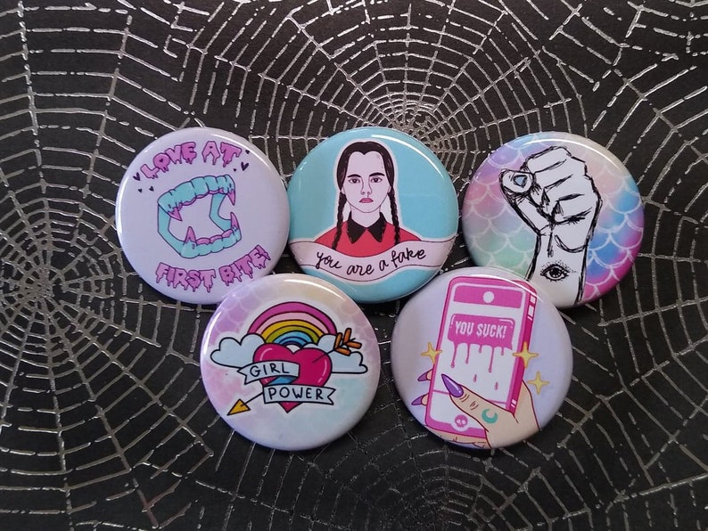 Pastel Goth buttons Lot of 5-1.25 Emo button Goth | Etsy