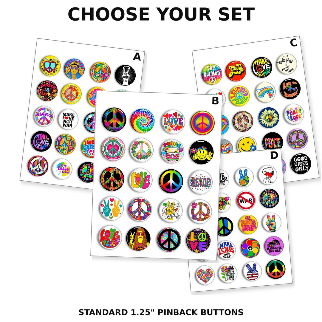 Peace Sign Button Set 20-1.25