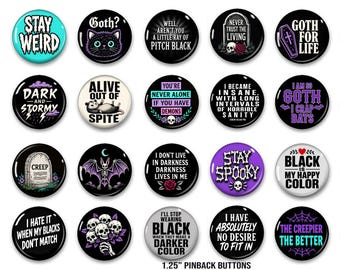 Botones góticos con broche, accesorios de moda alternativa con humor negro, colección espeluznante.