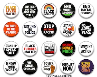 Black Lives Matter Protestknappar - Djärvt jämställdhetsknappset (20-pack)
