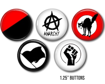 Anarchy Buttons - Punk Rock Pinback Set of 5 (1.25")