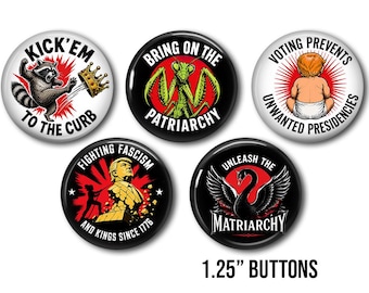 Juego de botones de sátira política, pines de activistas punk antifascistas (3,17 cm)