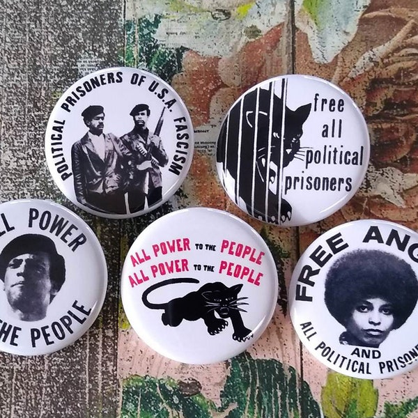 Black Panther Party Buttons, 5- 1.25 « Button Set, Black History, Black Power, Black Political Icons, bouton de protestation, pin, aimant, badges