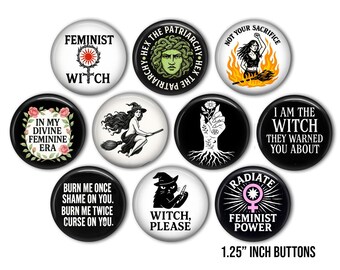 Conjunto de botones feministas de brujas: Hex the Patriarchy (paquete de 10)