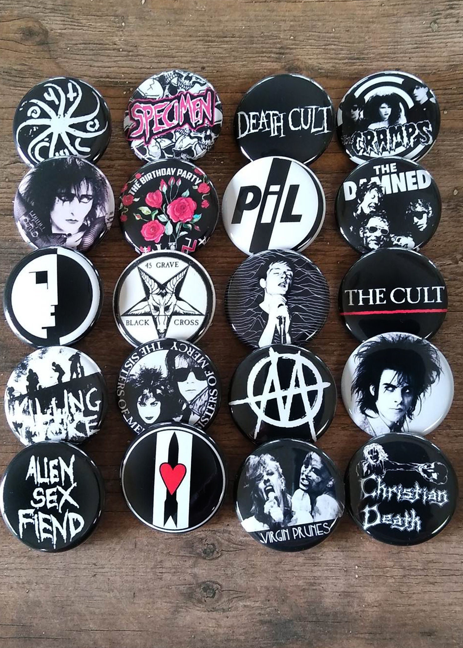 Goth Punk Rock Set of 20 1.25 Button Pins 80s Gothic -  Finland