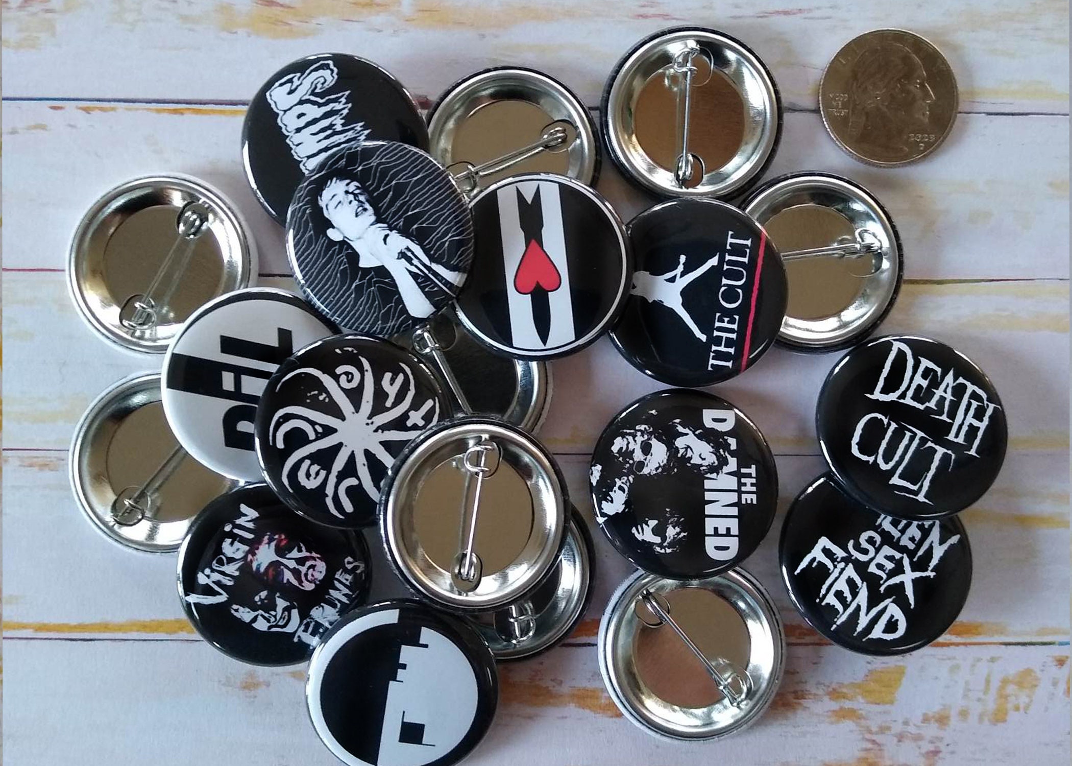 Goth Buttons 20-1.25 Buttons Pins Creepy Pins Goth 