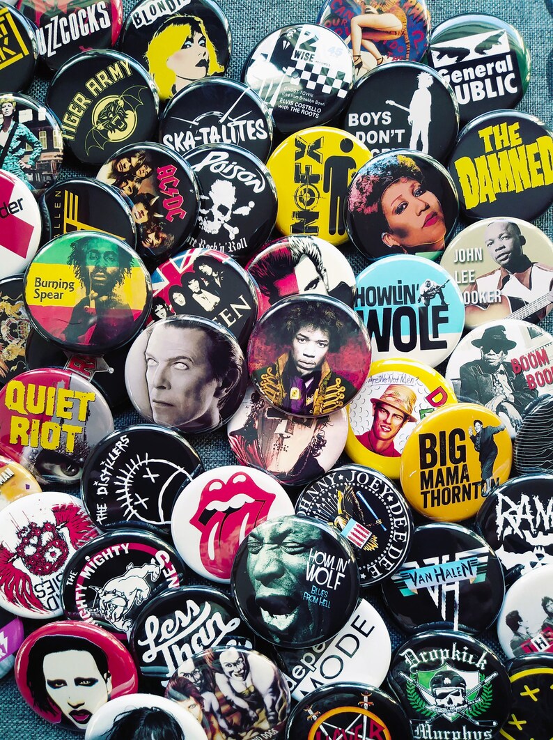 Custom Punk Rock Buttons Name 5 10 or 20 bands pins Etsy