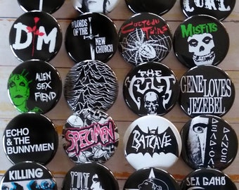 Goth button set, 80s Gothic Rock buttons, button, pin, badge, Magnet