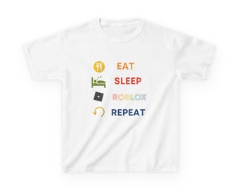 Eat Sleep Roblox Repeat キッズTシャツ | Roblox ゲーミングシャツ