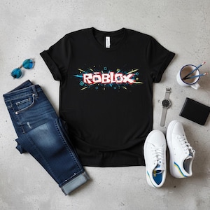Roblox Logo Graphic T-Shirt | Unisex Black Cotton Gamer Tee image 1
