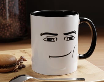 Roblox Man Face Mug: Gamer Coffee Cup, Funny Meme Gift