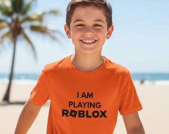 Roblox キッズTシャツ：「I am Playing」ヘビーコットン ゲーマーシャツ