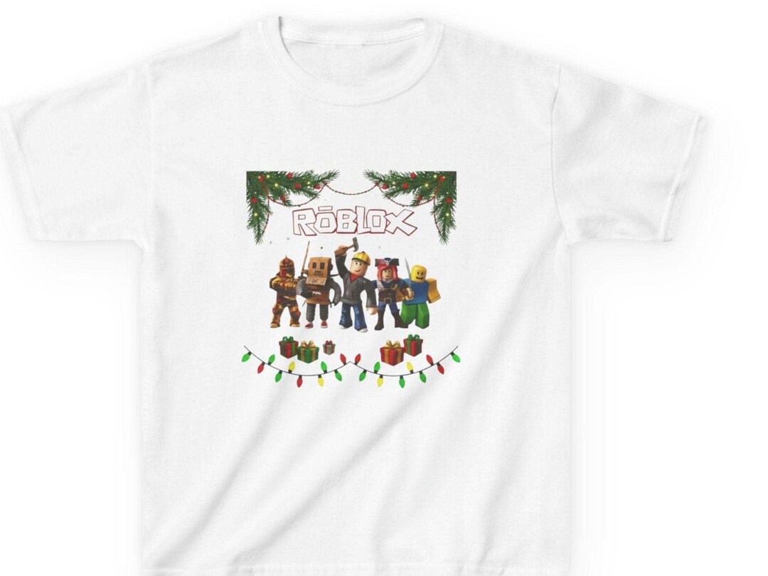 Roblox Characters Kids Tee | Holiday Garland and Pine Sprigs - Etsy