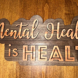 Digital File SVG PDF AI Mental Health is Health for Glowforge/Omtech