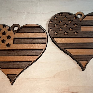 Digital File *SVG*PDF American Flag Heart Ornament for Glowforge, Omtech and other laser engravers/cutters