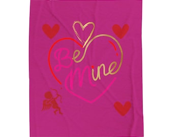 Manta de terciopelo "Be Mine" - Romántica manta de San Valentín (50 x 60)