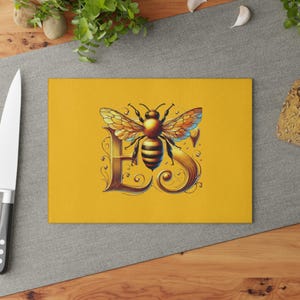 Bee Inspired Glass Cutting Board, Decorative Kitchen Decor, Eco Friendly Kitchenware, Gift Cooks, Unique Housewarming Present, Add Your Logo