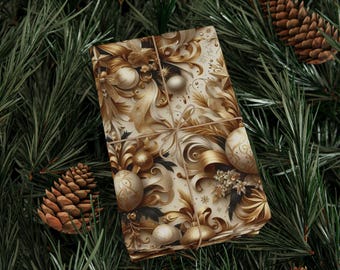Baroque Gold Fleur Wrapping Paper | Ornate Floral Pattern