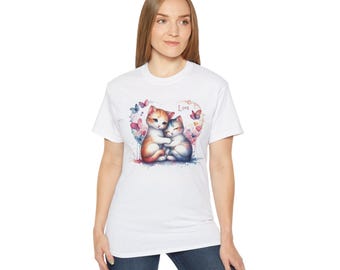 Cute Cat Love Tee, Unisex Ultra Cotton T-shirt for Cat Lovers, Pet Owner Gift, Animal Lover Apparel, Birthday and Casual Wear