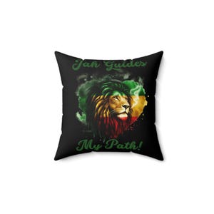 Rasta Löwe Kissen, Jah führt meinen Weg, Reggae Wohnkultur, Rastafari Kunst Kissen, afrikanischer Löwe Dekokissen, spirituelles Geschenk