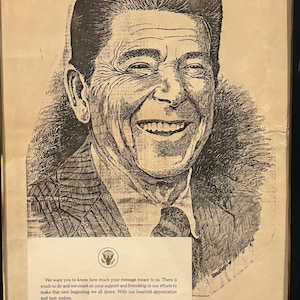 Lithograph of Ronald Reagan - Signed by Nancy and Ronald Reagan